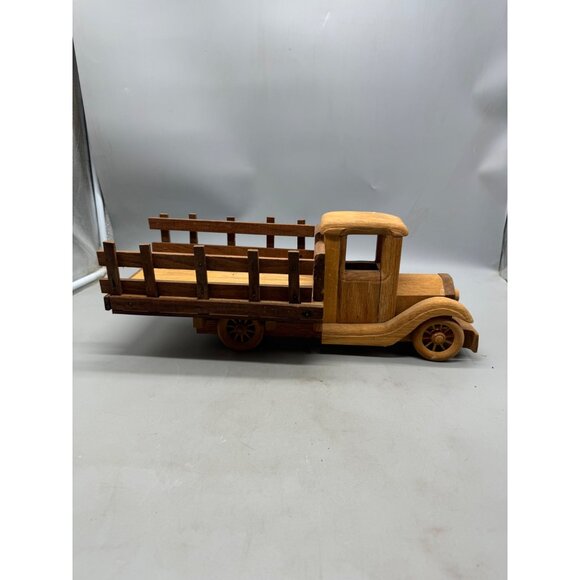 Vintage Handmade Wooden Toy work farm pickup Truck 18x7.5x6.5" moveable READ - Picture 6 of 6